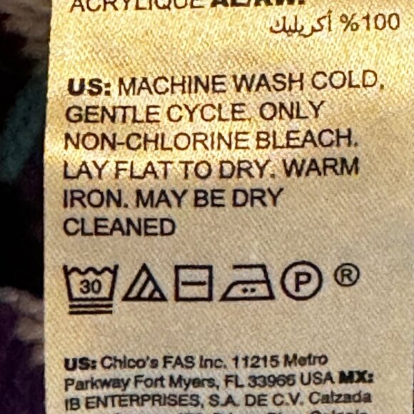 Chico's Ruana Wrap Black and White Houndstooth Print with Fringe Wrap Sz OS - Picture 11 of 12